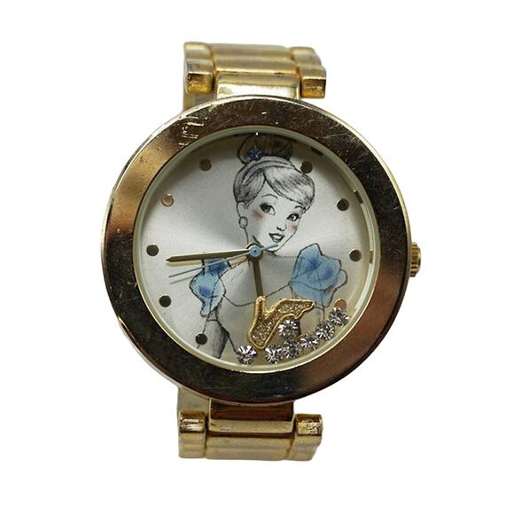 Disney Cinderella Watch Gold Tone Analog Quartz New Battery - Picture 1 of 6